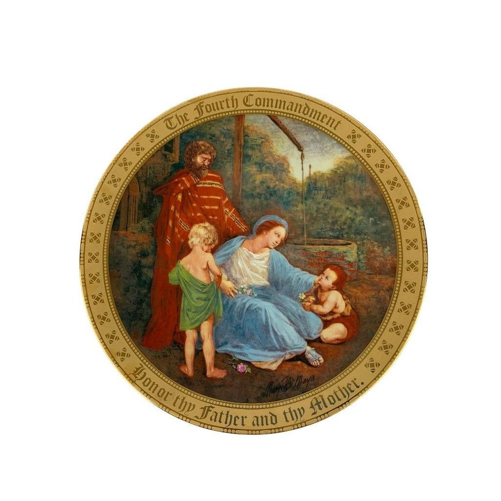 Danbury Mint Hand Decorated The Fourth Commandment Collectible Plate Mary Mayo 9